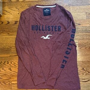 Hollister Men's Maroon Long Sleeve Tee